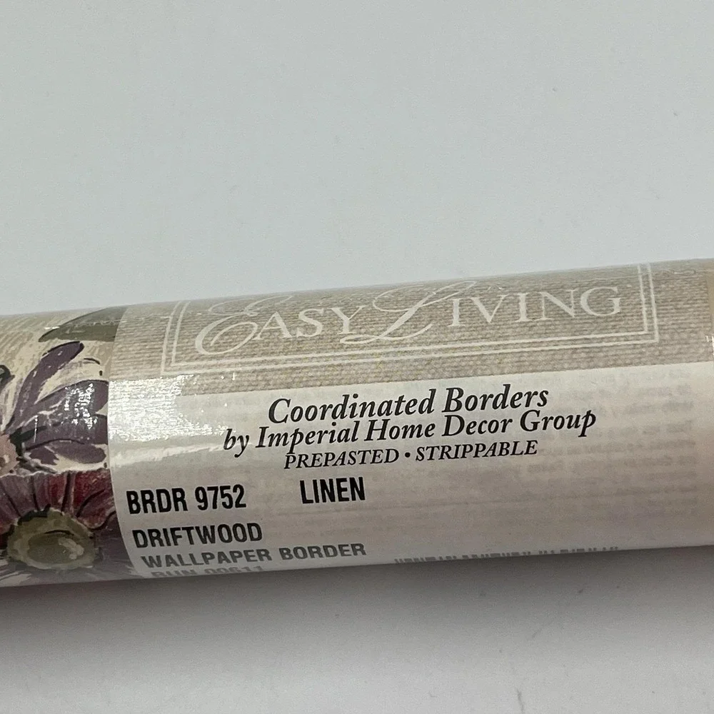 Wallpaper Border Driftwood Linen Sears 5 Yards Each New Floral Cottage Core